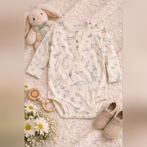 Pehr Organic Cotton Ocean Print Onesie 12-18M Neutral Baby Bodysuit